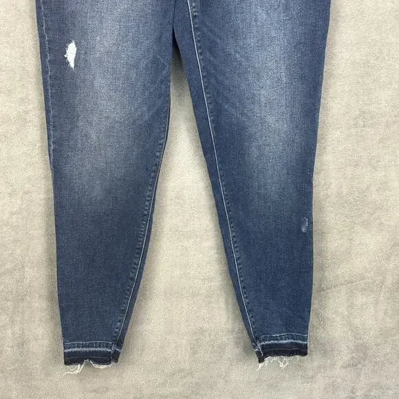 Spanx Jeans Womens Extra Large Blue Pullon Stretch Skinny Ankle Raw Hem Slimming - Picture 3 of 14